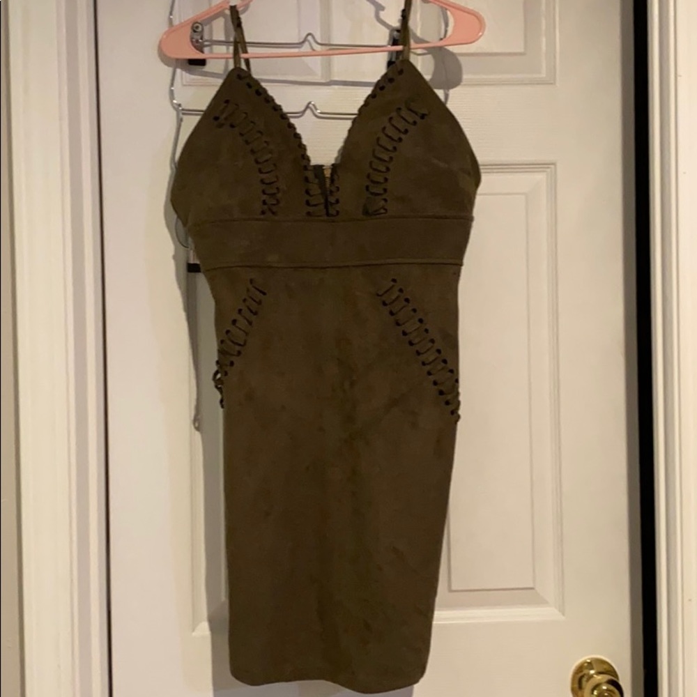 Olive green suede dress NWT from the lace cactus